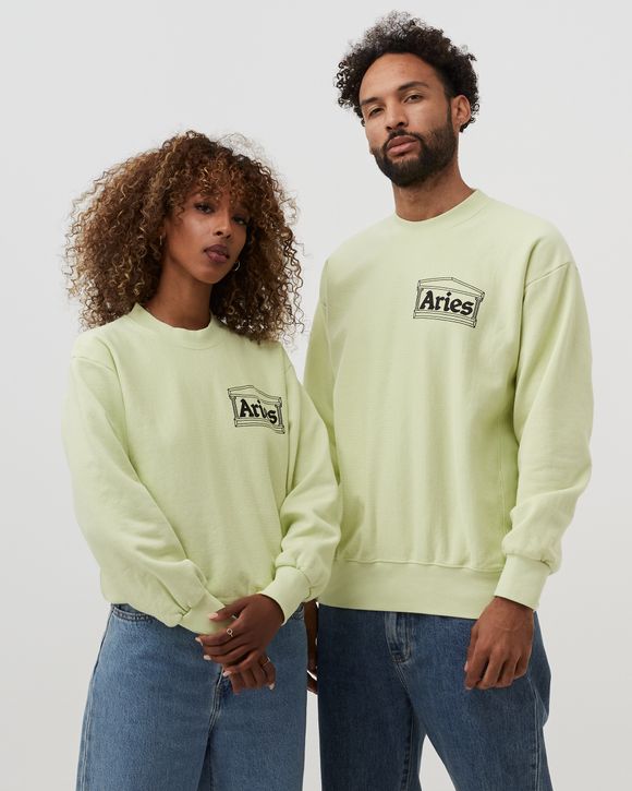 Aries Arise Premium Temple Sweatshirt Yellow - PASTEL GREEN