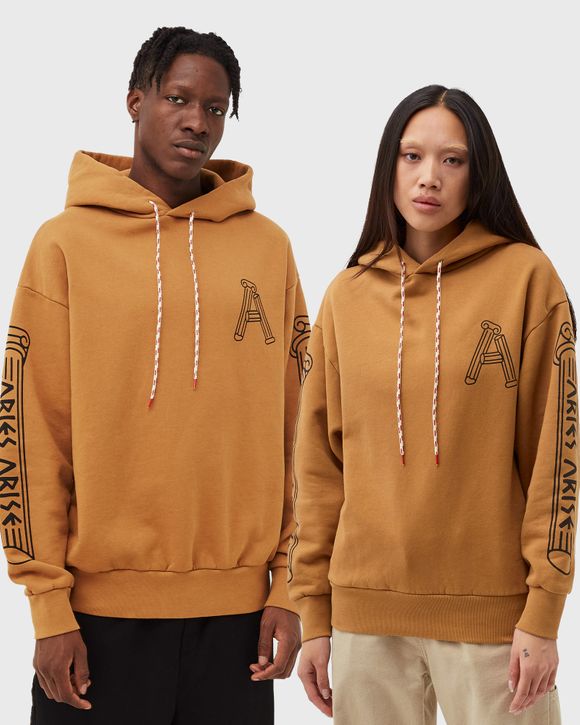 Aries Arise Column Hoodie Brown - CAMEL