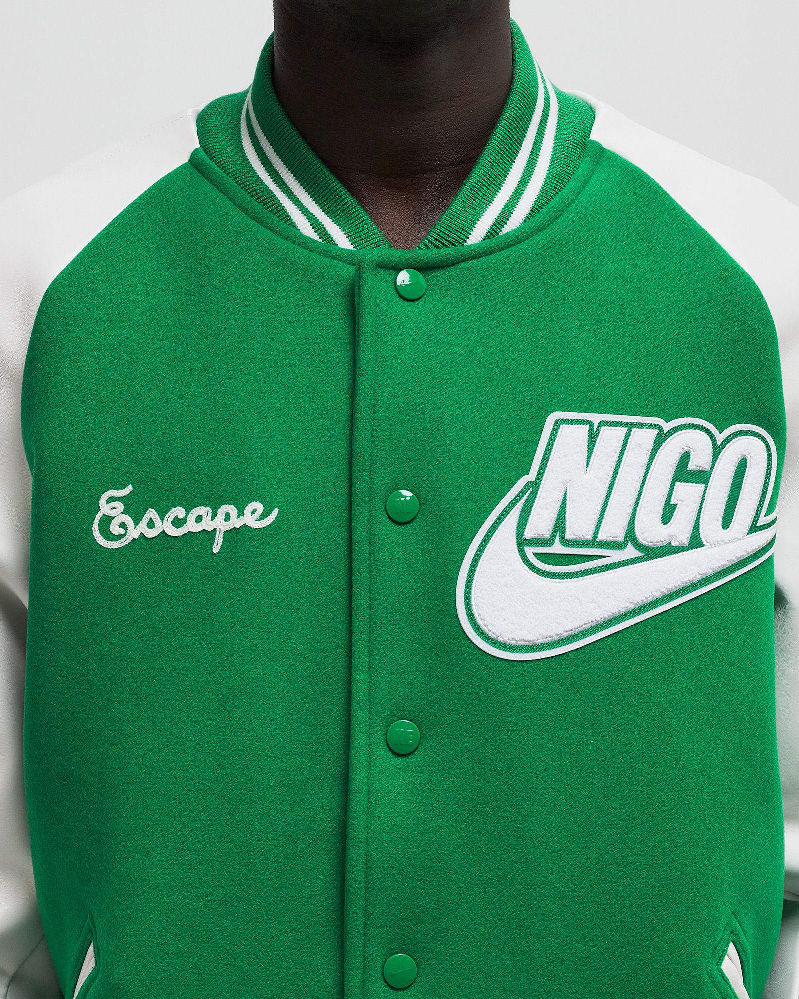 Nike X NIGO VRSTY JACKET Green White | BSTN Store