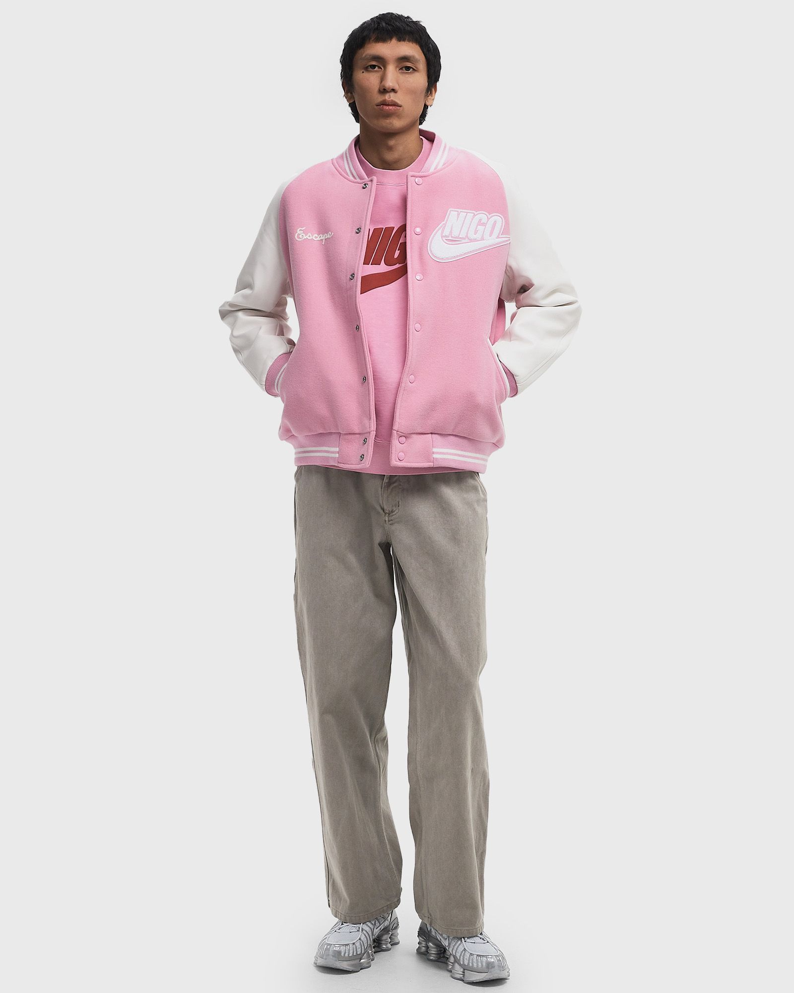 NIGO x Nike NRG Varsity Jacket Pink Mサイズ Nike Nigo Nrg Varsity Jacket Pink ナイキ ニゴ スタジャン (Nike