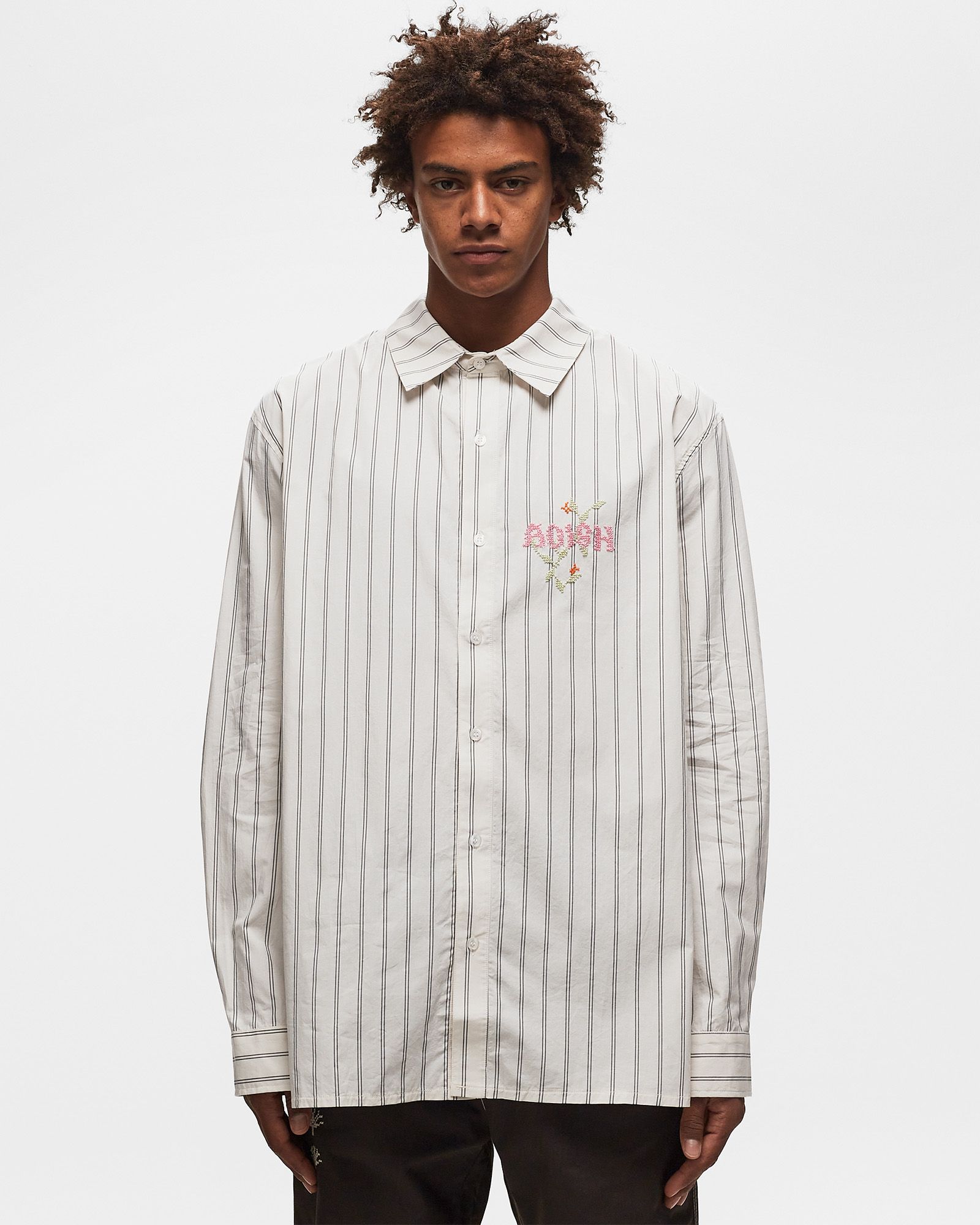 Nafnuf Logo Cotton Striped Shirt