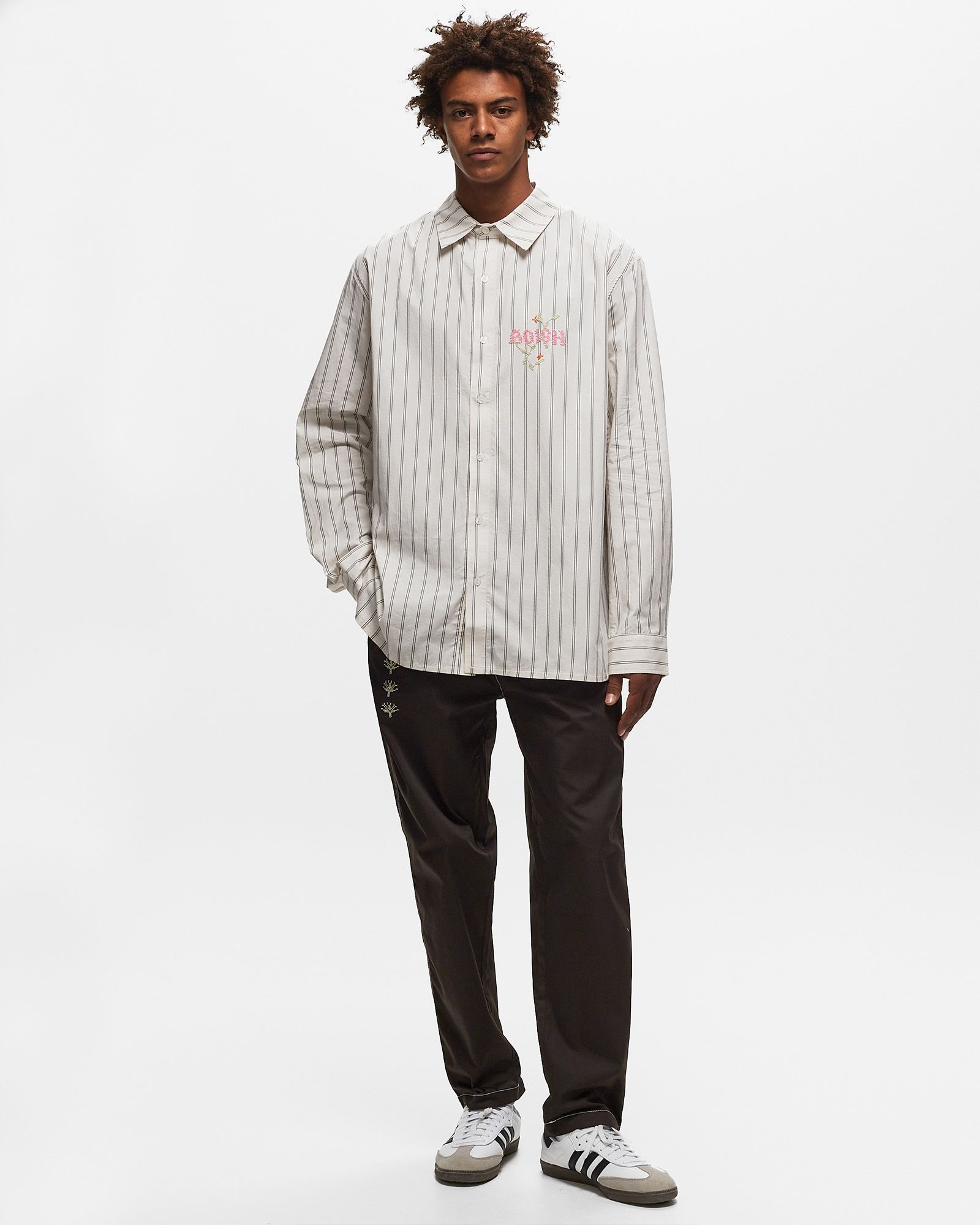 Nafnuf Logo Cotton Striped Shirt