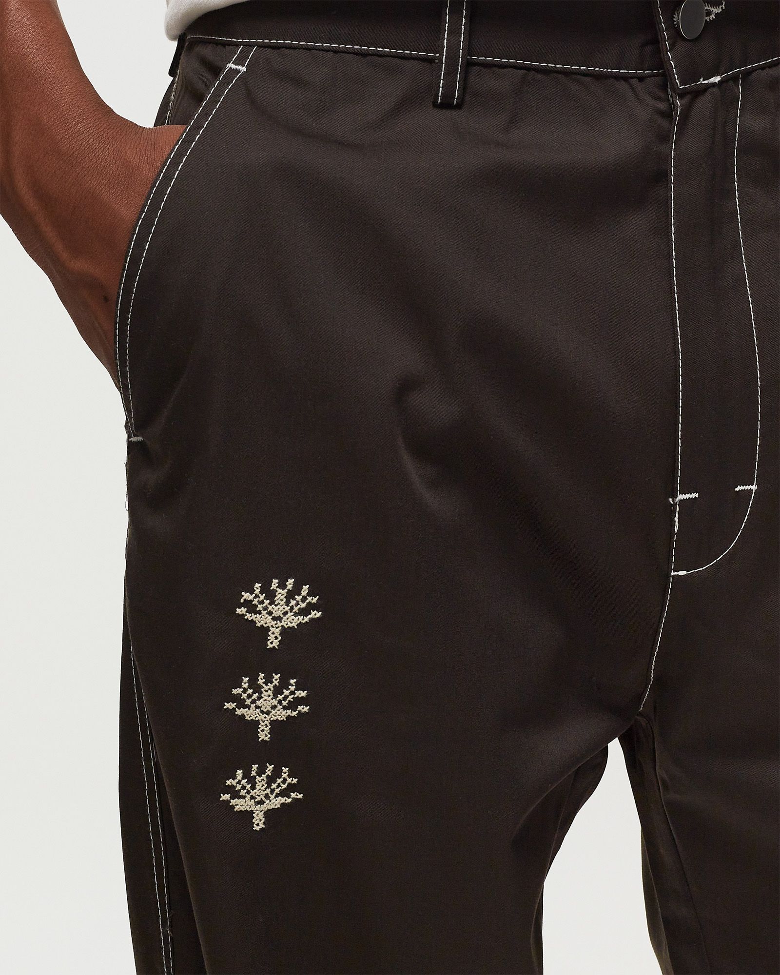 Shajarat Contrast Stitched Chino Trousers