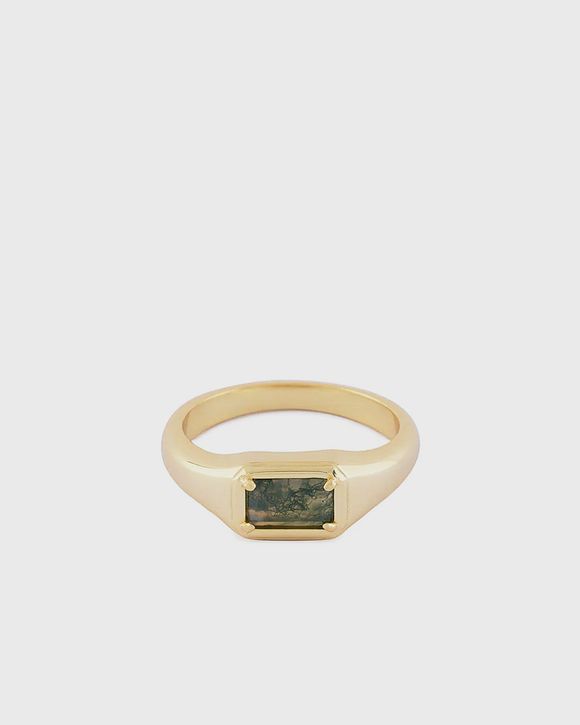 Gold Moss Agate Ring
