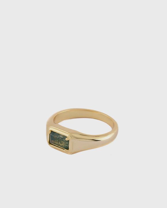 Gold Moss Agate Ring