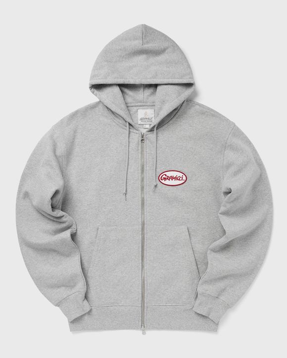 OVAL PATCH ZIP HOODED SWEATSHIRT