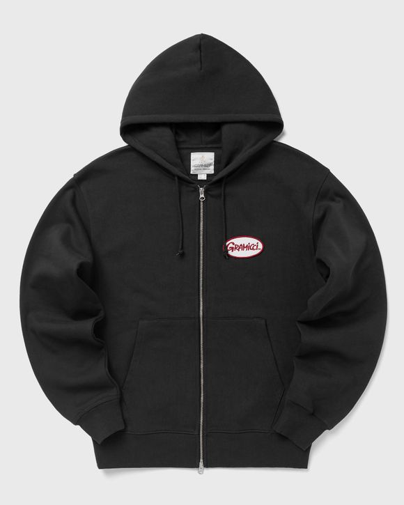 OVAL PATCH ZIP HOODED SWEATSHIRT