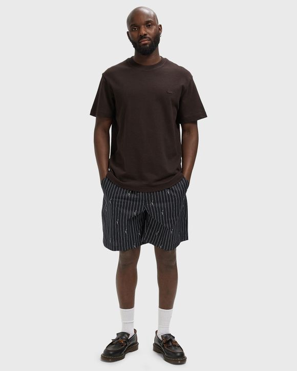 Crocodile Print Stripe Cotton Shorts