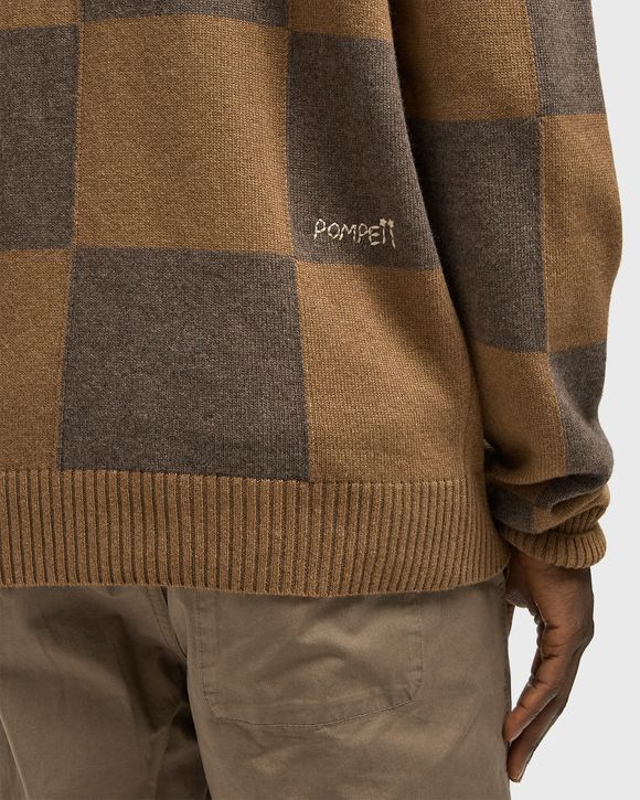 DARK CHOCOLATE CHECKED CARDIGAN POLO