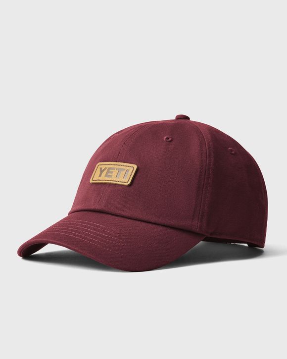 YETI Leather Logo Badge 6 Panel Soft Crown Hat Red | BSTN Store