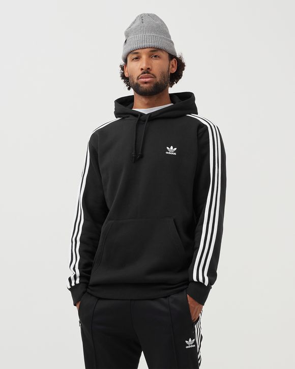 Adidas black clearance 3 stripe hoodie