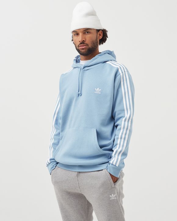 Adidas 3 shop stripes hoodie blue