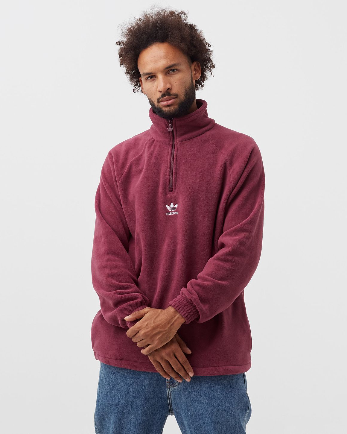 Adidas ADICOLOR CLASSICS TEDDY FLEECE HALF ZIP SWEATSHIRT Pink BSTN Store