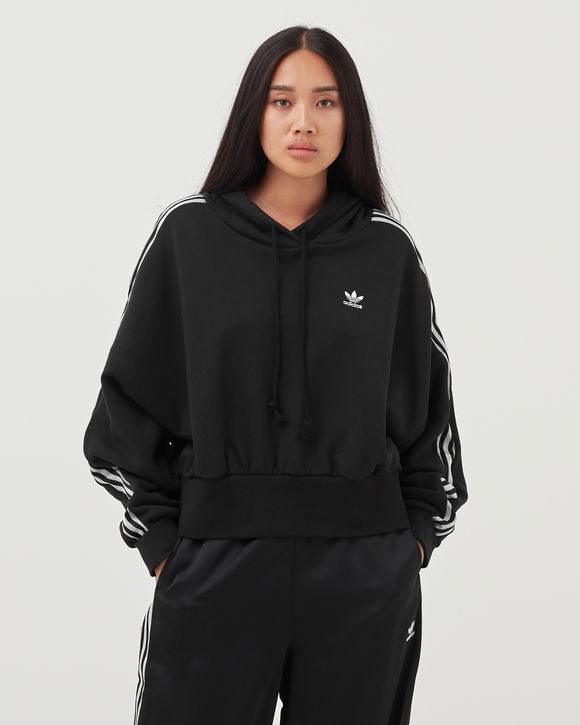 Adidas WMNS ADICOLOR CLASSICS SATIN TAPE CROPPED HOODIE Black BLACK