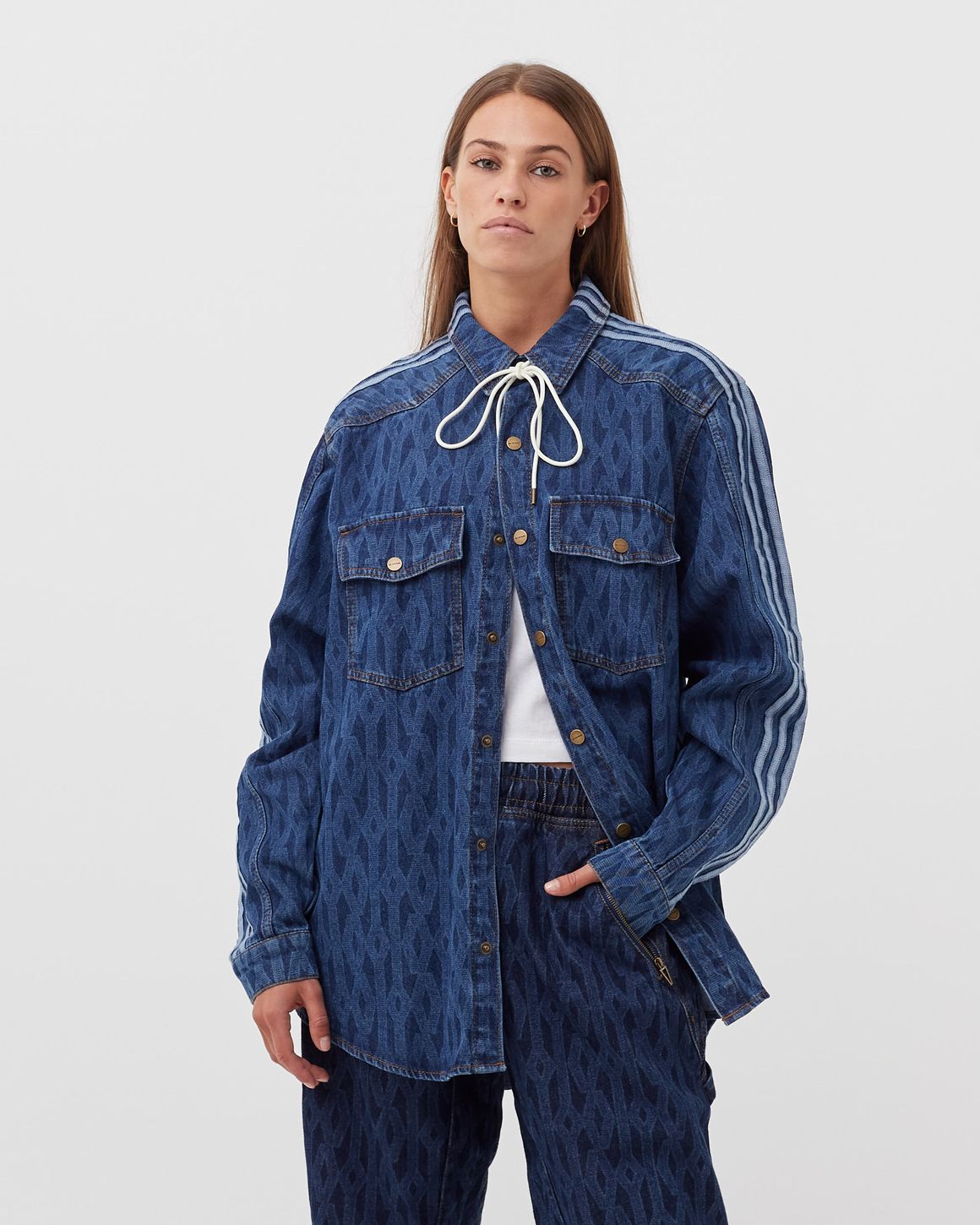 トップス adidas originals IVY PARK monogram denim adidas x IVY PARK Blue Denim Monogram Shirt adidas x IVY PARK