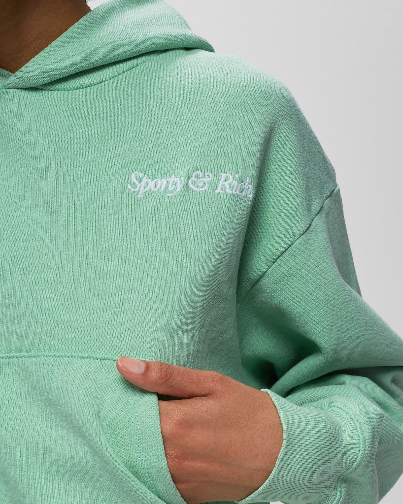 ITALIC LOGO EMBROIDERED CROPPED HOODIE