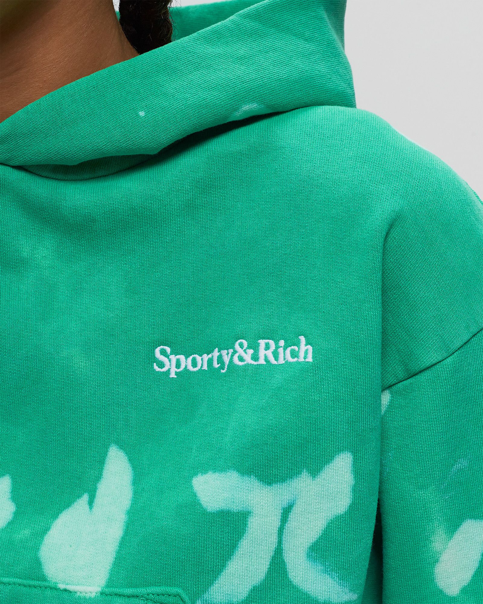 Serif Logo Embroidered Tie Dye Cropped Hoodie