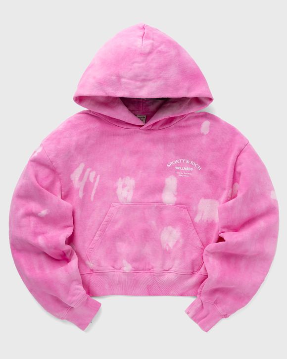 Sporty & Rich Wellness Studio Tie Dye Cropped Hoodie Pink - TAFFY/WHITE