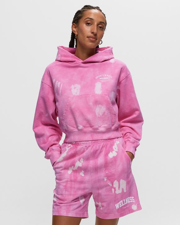 Pink tie dye cropped hoodie sale