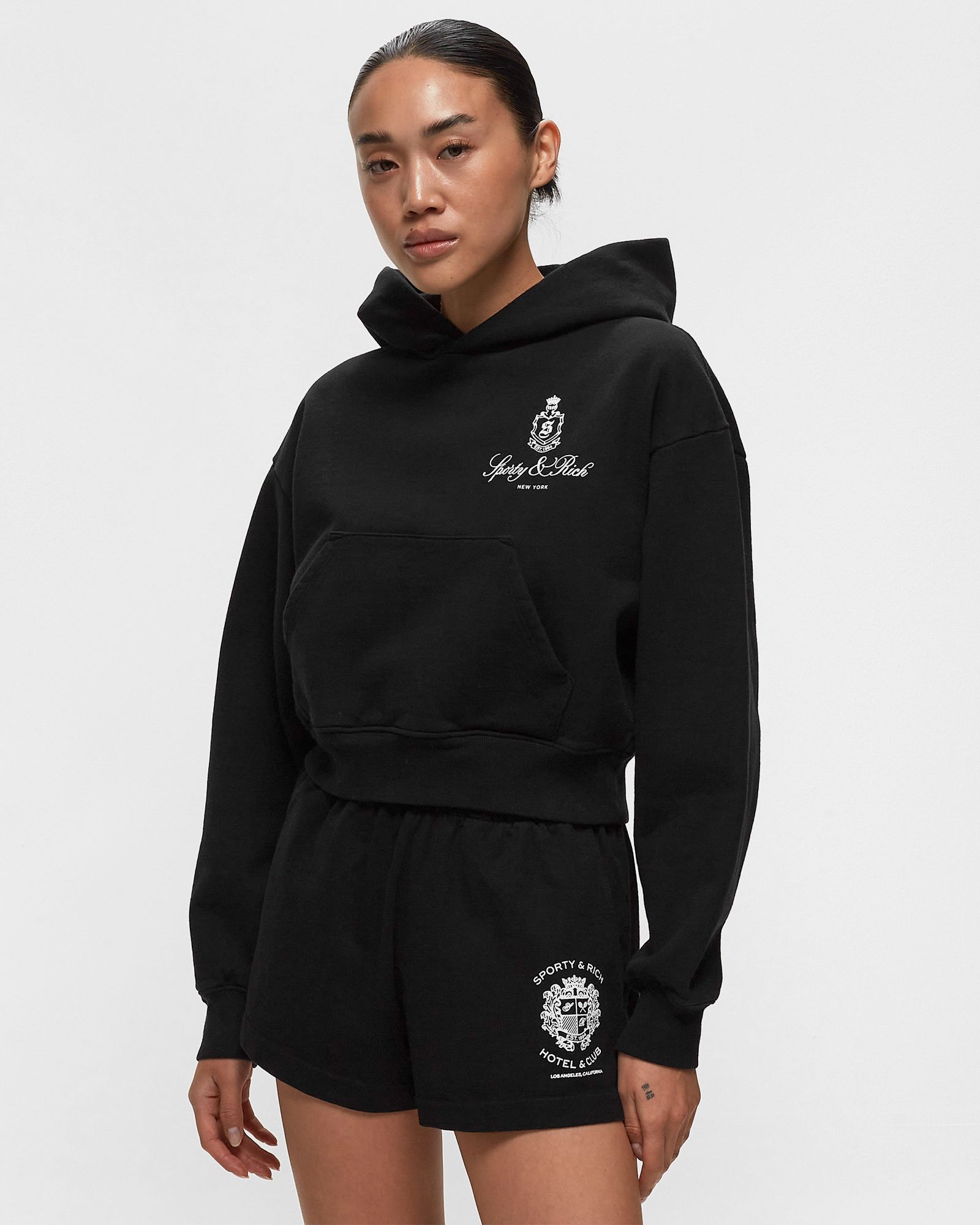 Sporty & Rich Vendome Cropped Hoodie Black | BSTN Store