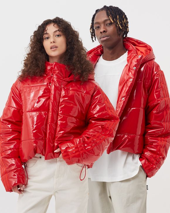 Adidas cropped best sale jacket red