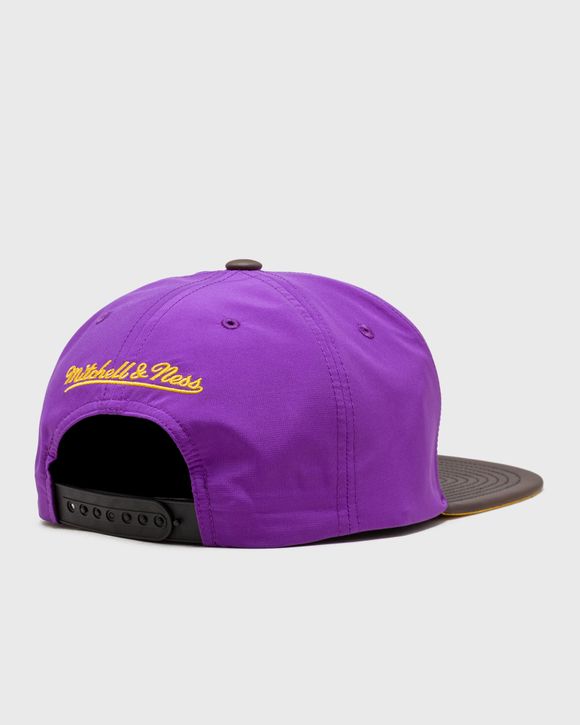 Mitchell & Ness Satin Los Angeles Lakers Snapback Hat in Purple