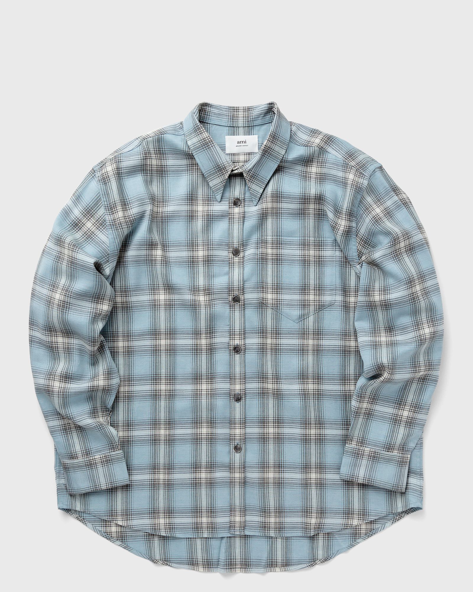 AMI Paris - oversize overshirt with patch pocket men longsleeves blue in größe:xl