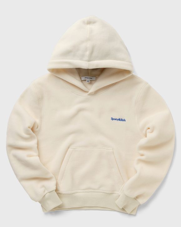 Sporty & Rich SERIF LOGO POLAR HOODIE Beige - CREAM/OCEAN