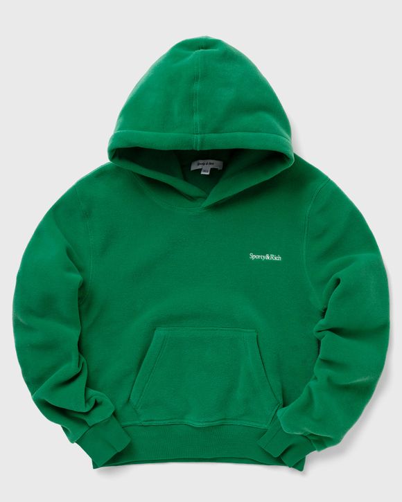 Sporty & Rich SERIF LOGO POLAR HOODIE Green - VERDE/WHITE