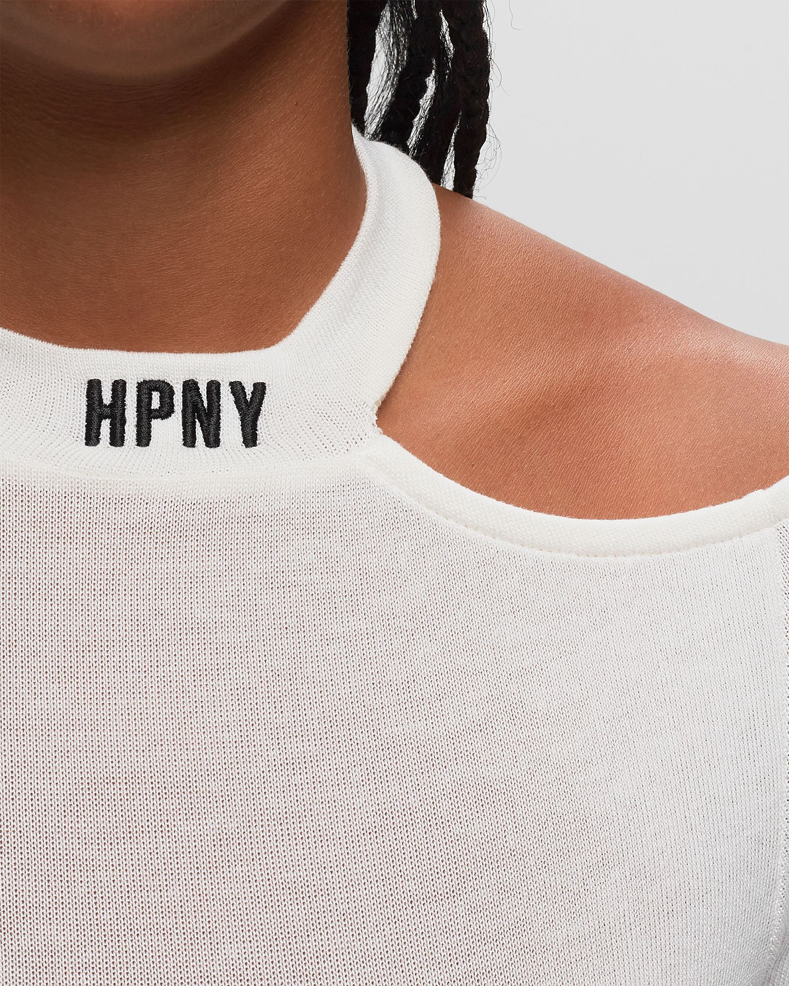 HPNY EMB CUT SHOULDER TOP