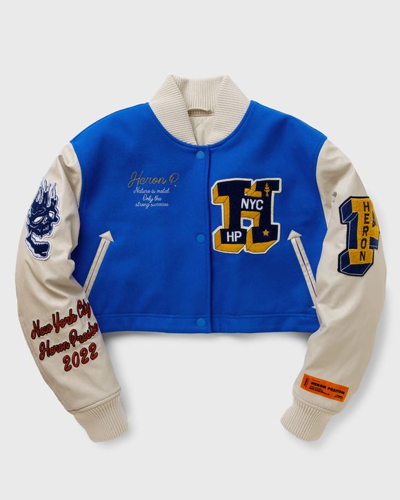 Heron Patches Cropped Varsity Jacket