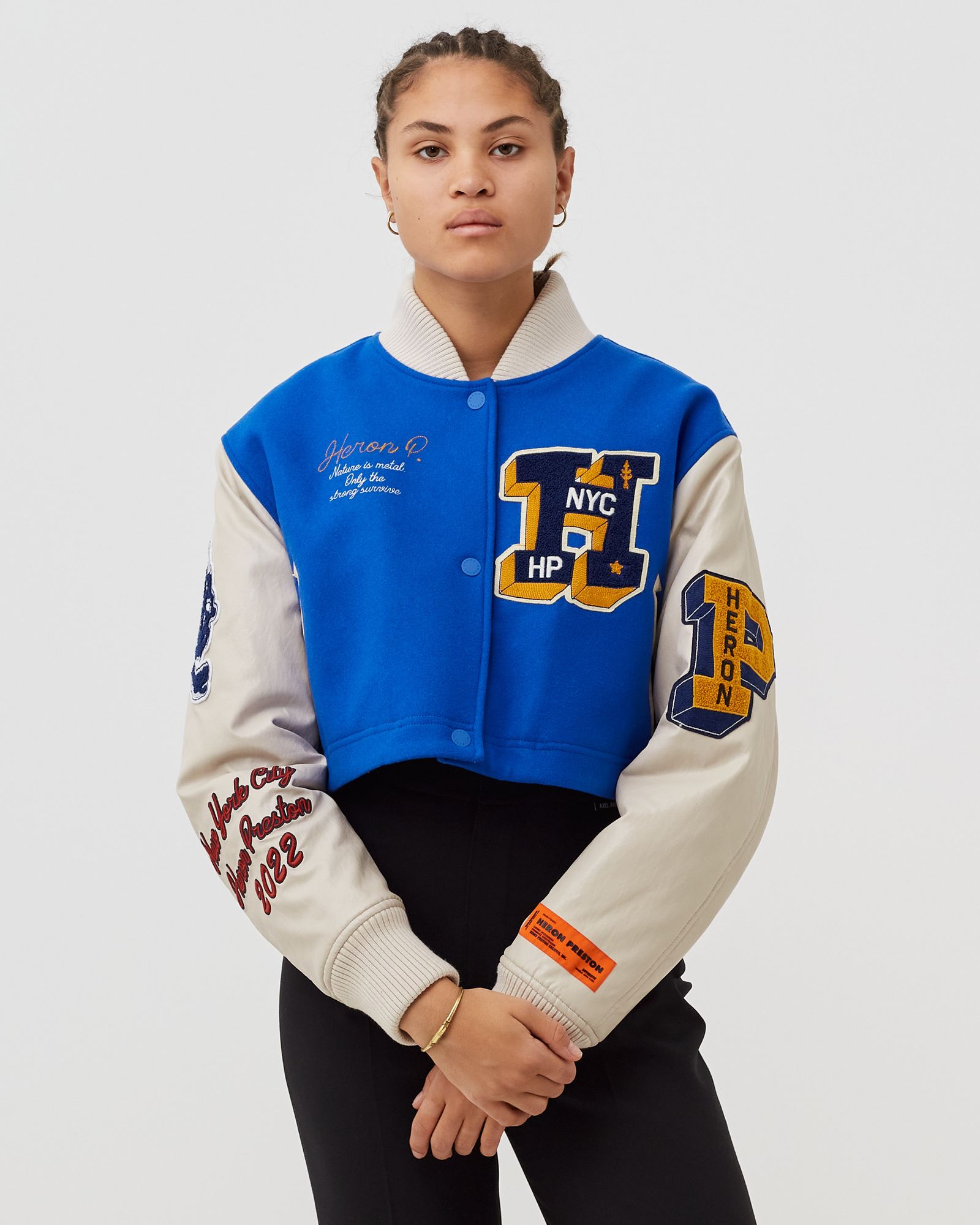 WMNS HERON PATCHES VARSITY JACKET 