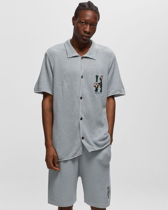 KNIT H SS BUTTON UP