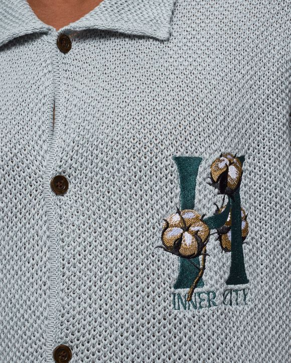 KNIT H SS BUTTON UP