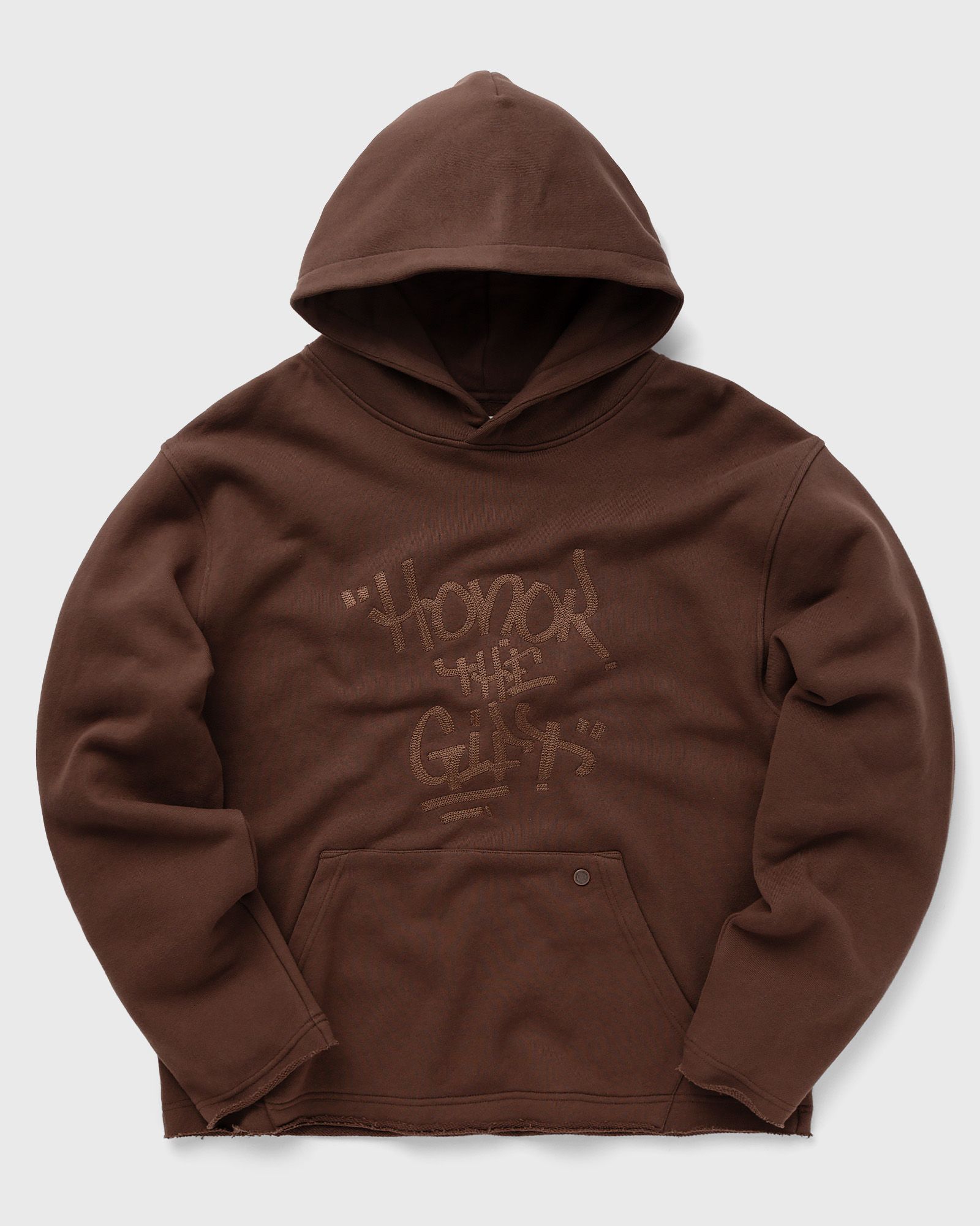Honor The Gift - script embroidered hoodie men hoodies brown in größe:xl