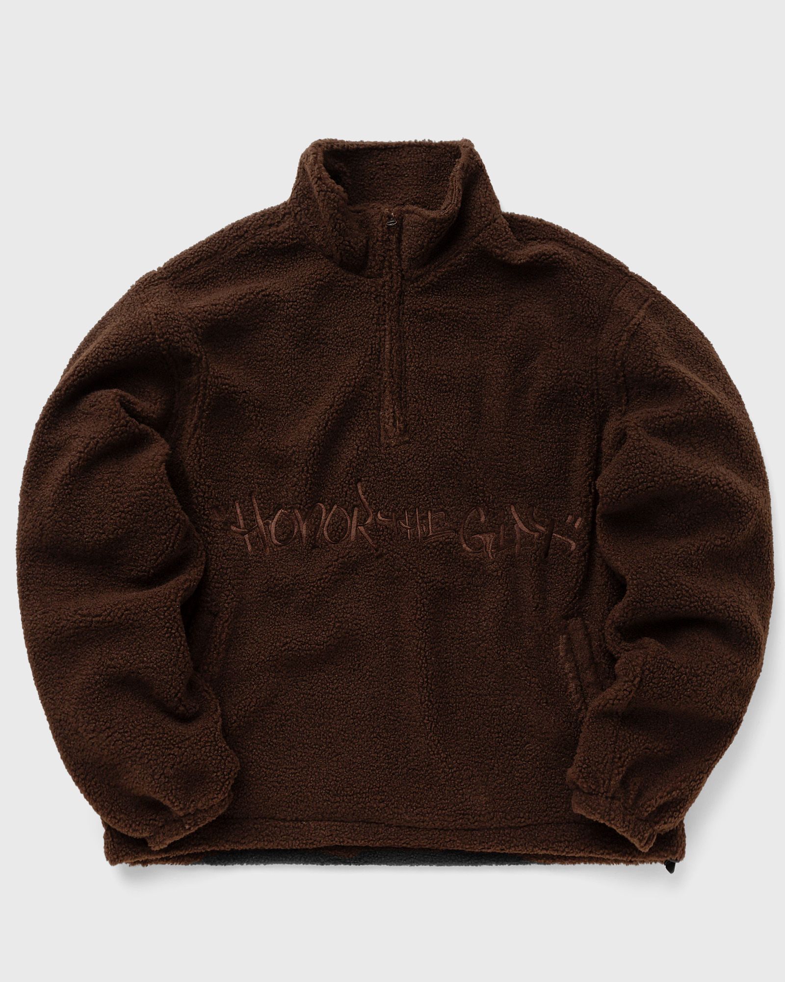 Honor The Gift - script sherpa pullover men half-zips brown in größe:xl
