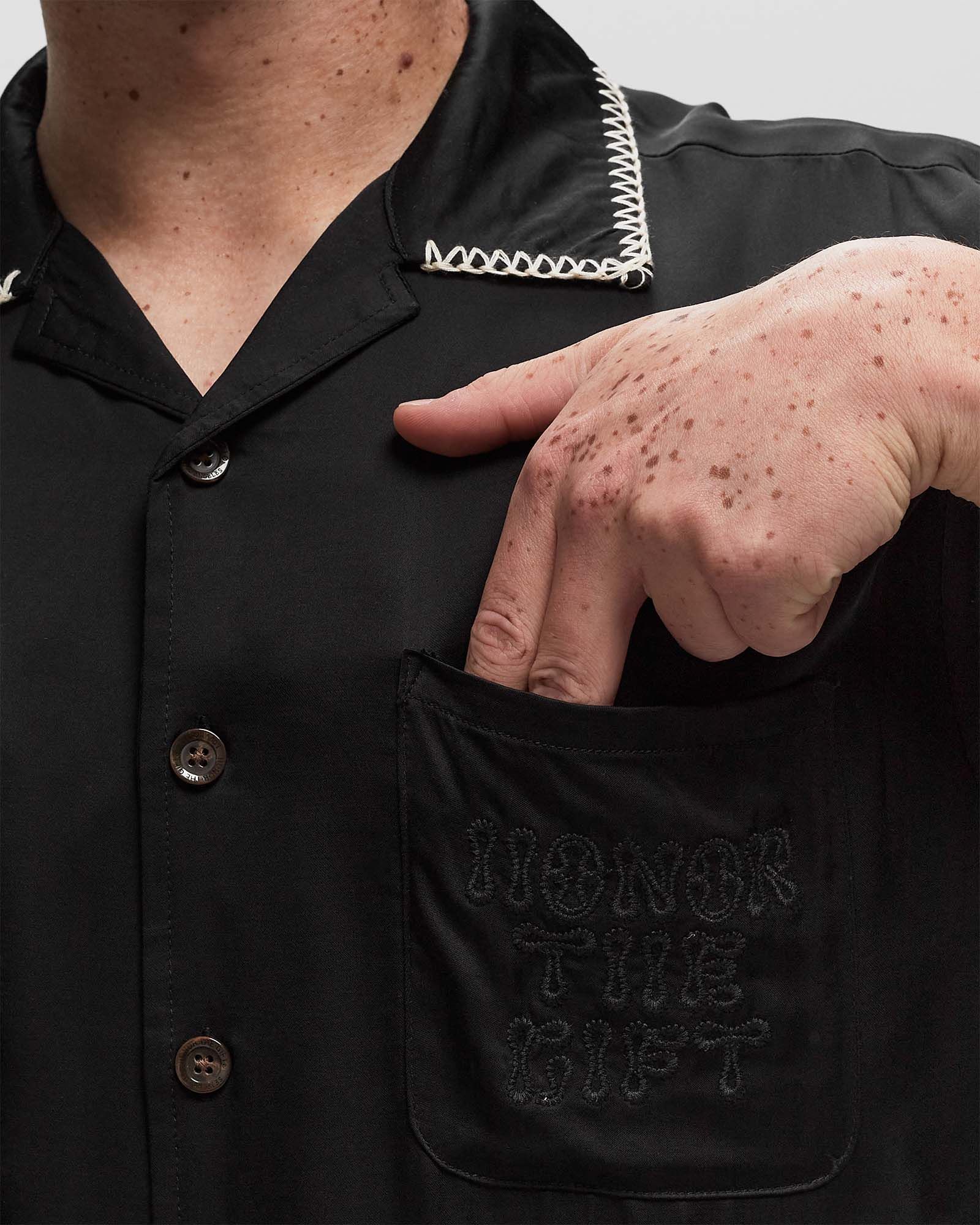 BLANKET STITCH WOVEN SHIRT