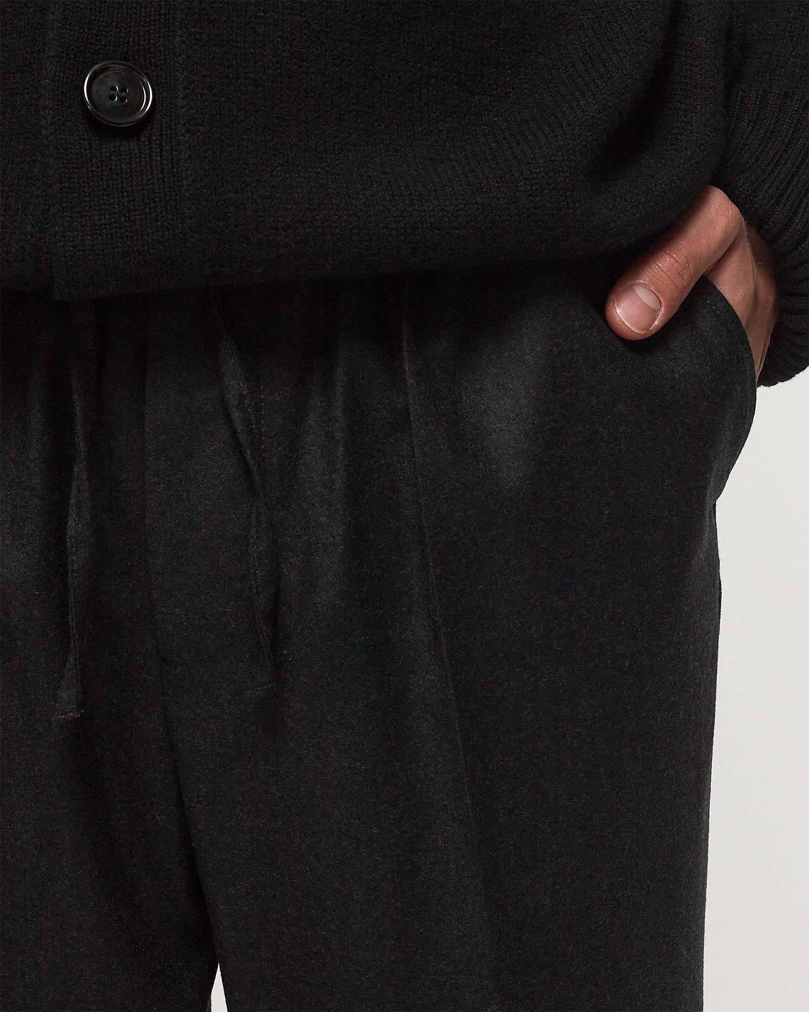 ELASTICATED WAIST CROPPED FIT TROUSERS