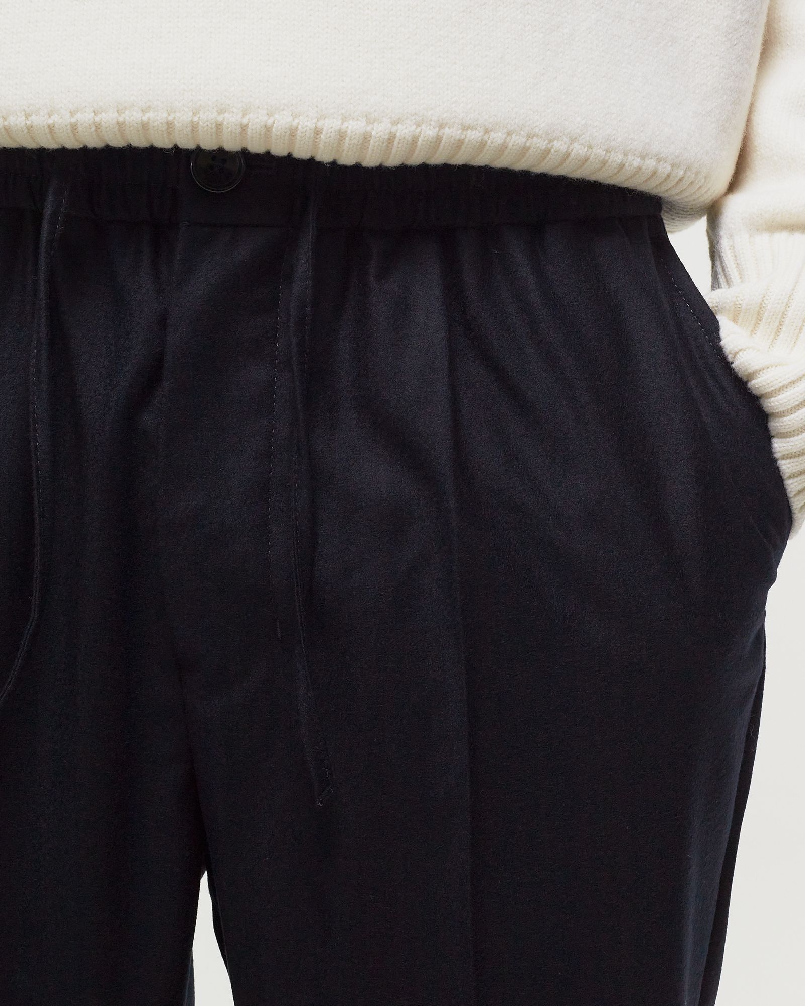 ELASTICATED WAIST CROPPED FIT TROUSERS