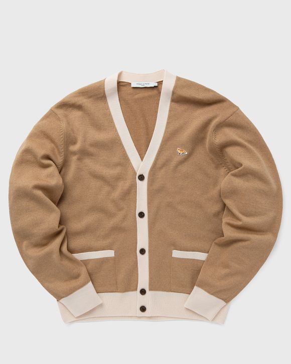 Maison Kitsune BABY FOX PATCH BI-COLOR CLASSIC CARDIGAN Brown - BEIGE