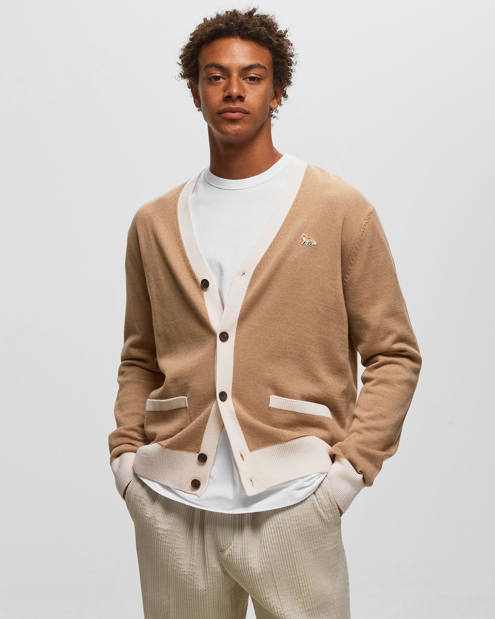 Maison Kitsune BABY FOX PATCH BI-COLOR CLASSIC CARDIGAN