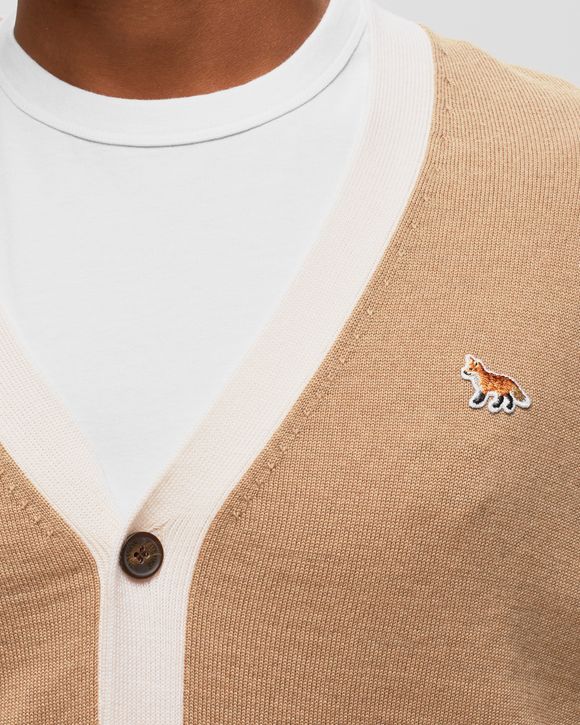 Maison Kitsune BABY FOX PATCH BI-COLOR CLASSIC CARDIGAN Brown