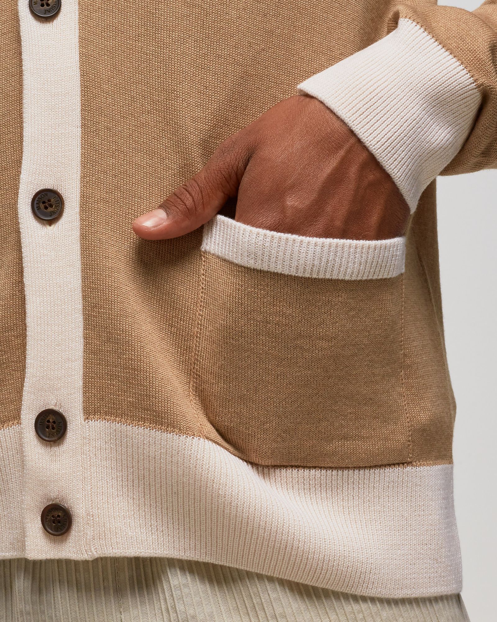 BABY FOX PATCH BI-COLOR CLASSIC CARDIGAN