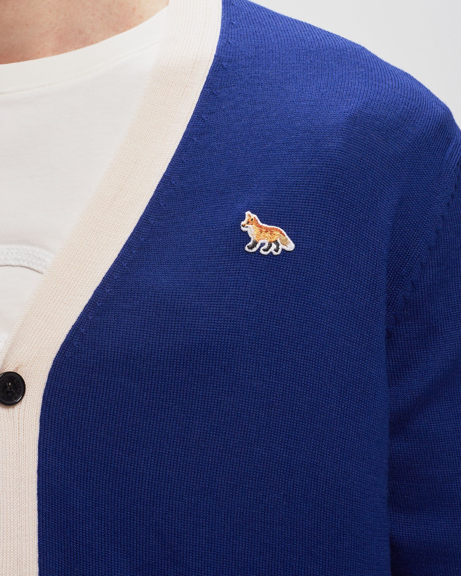 BABY FOX PATCH BI-COLOR CLASSIC CARDIGAN