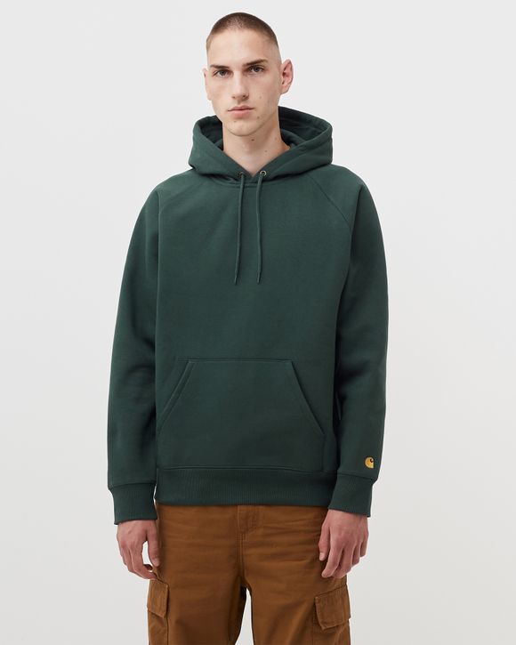 Carhartt WIP Hooded Chase Sweat Green - JUNIPER / GOLD