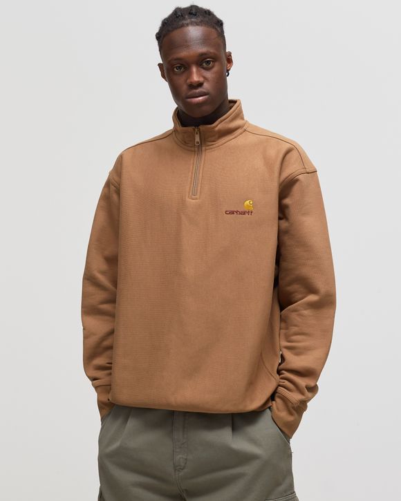 Carhartt WIP Half Zip American Script Sweat Brown BSTN Store