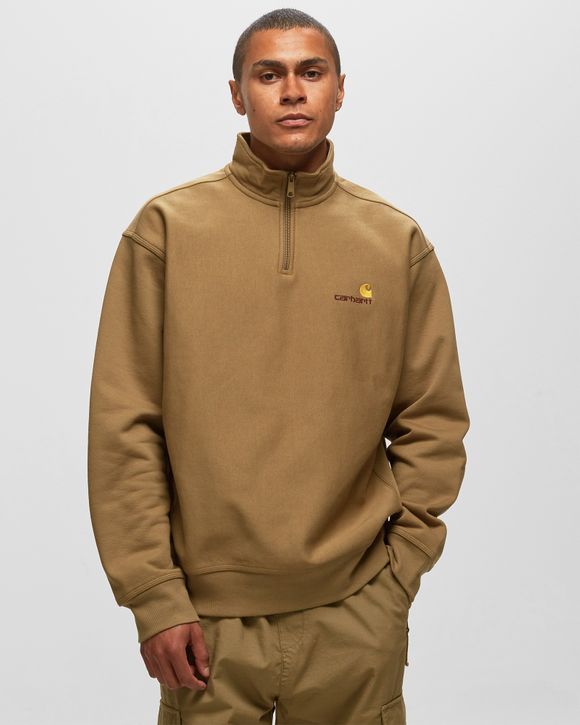 Carhartt WIP Half Zip American Script Sweat Brown - LARCH