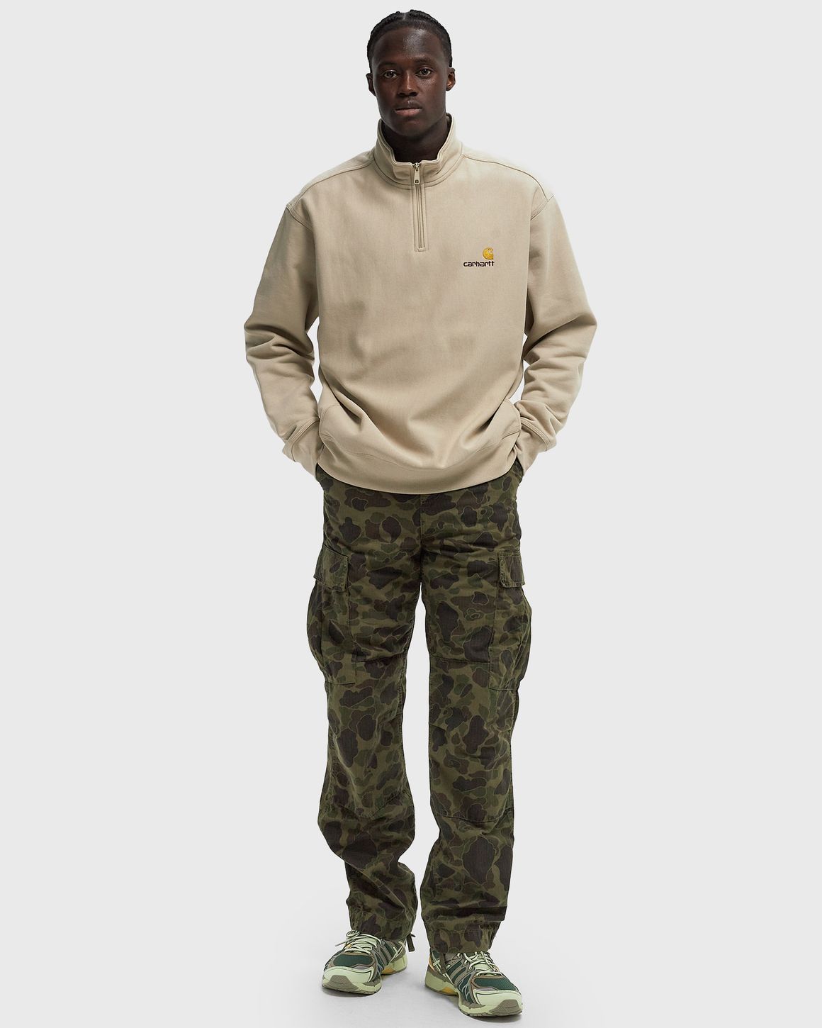 Carhartt WIP Half Zip American Script Sweat Beige | BSTN Store Carhartt WIP Half Zip American Script Sweat Beige | BSTN Store