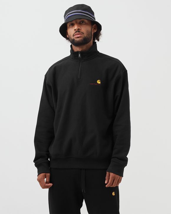 Carhartt WIP Half Zip American Script SWEATSHIRT Black - Black