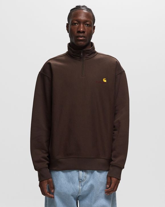 Carhartt WIP Half Zip American Script Sweat Brown BUCKEYE